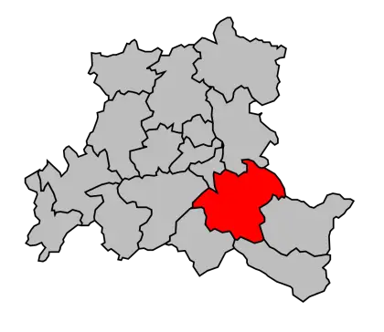 Map with a highlighted red region