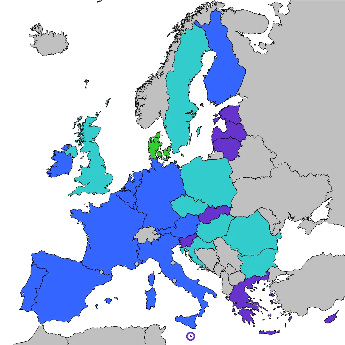 Map of Europe with Country Highlights