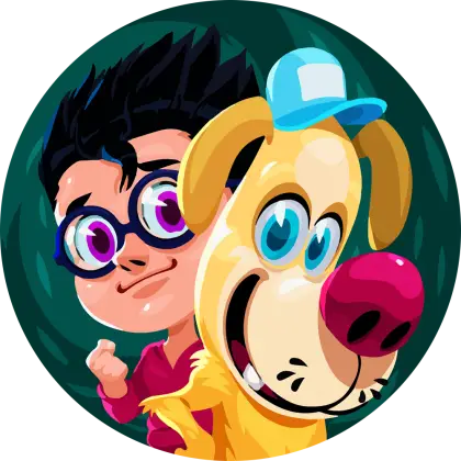 Cartoon Boy and Dog