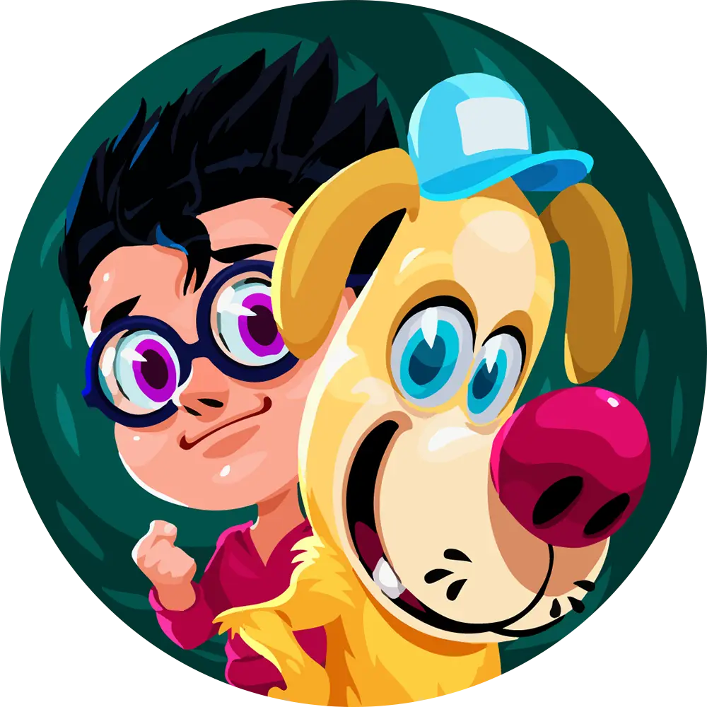 Cartoon Boy and Dog