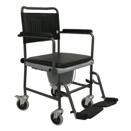 Black Wheelchair Commode for Medical Use