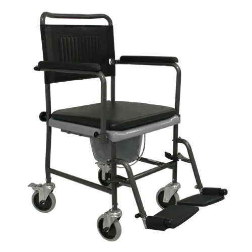 Black Wheelchair Commode for Medical Use
