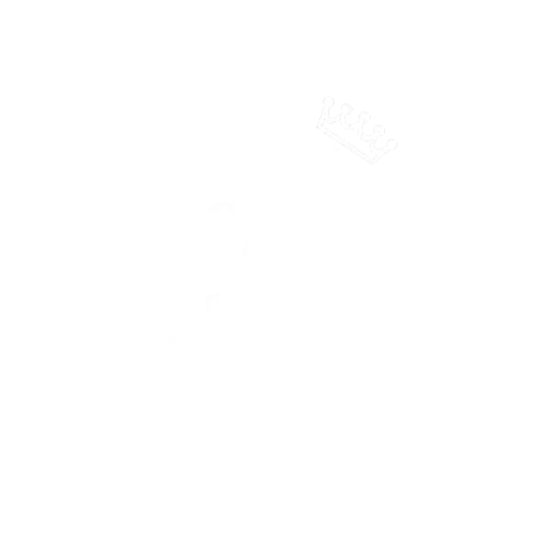 White Text and Crown Logo Design
