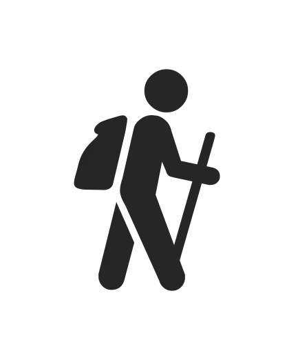 Hiker Icon with Backpack and Stick