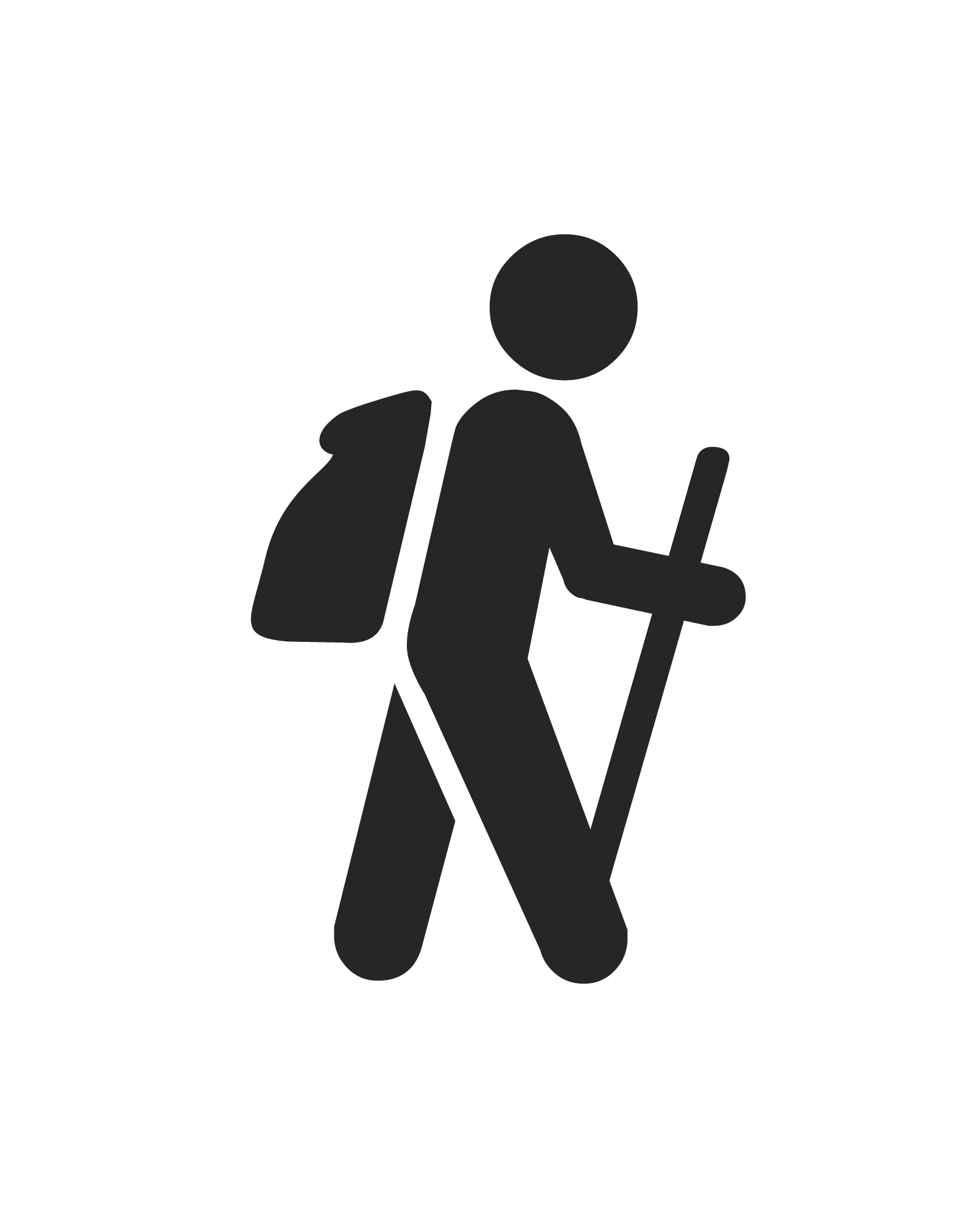Hiker Icon with Backpack and Stick
