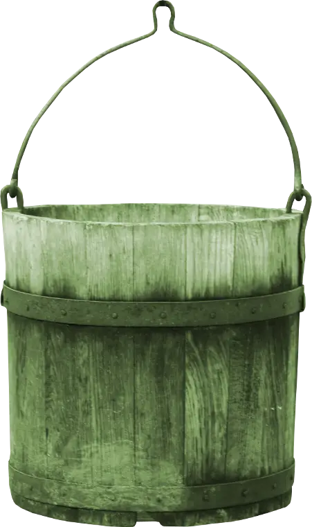 Vintage Green Wooden Bucket