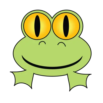 Cartoon Frog with Yellow Eyes and a Smile