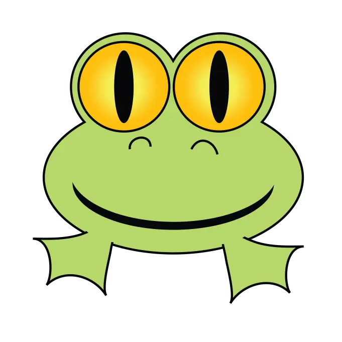 Cartoon Frog with Yellow Eyes and a Smile