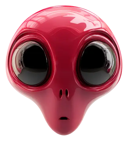 Red Alien with Large Eyes