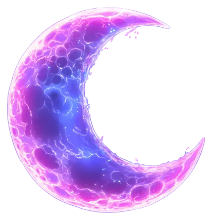 Glowing Crescent Moon in Mystical Colors