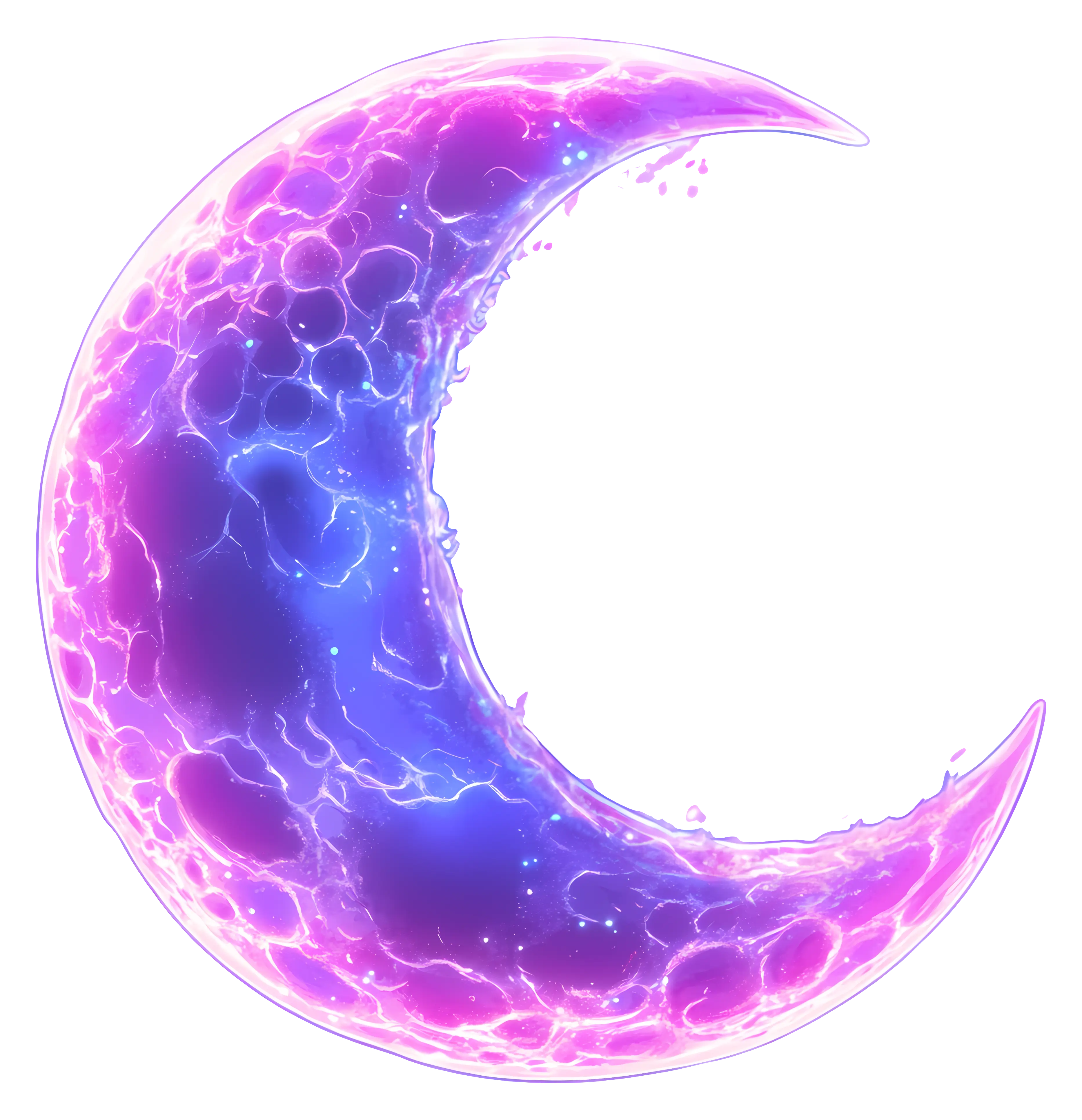 Glowing Crescent Moon in Mystical Colors