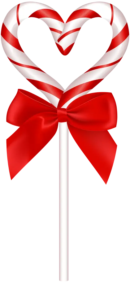 Heart-Shaped Candy Cane with Red Ribbon