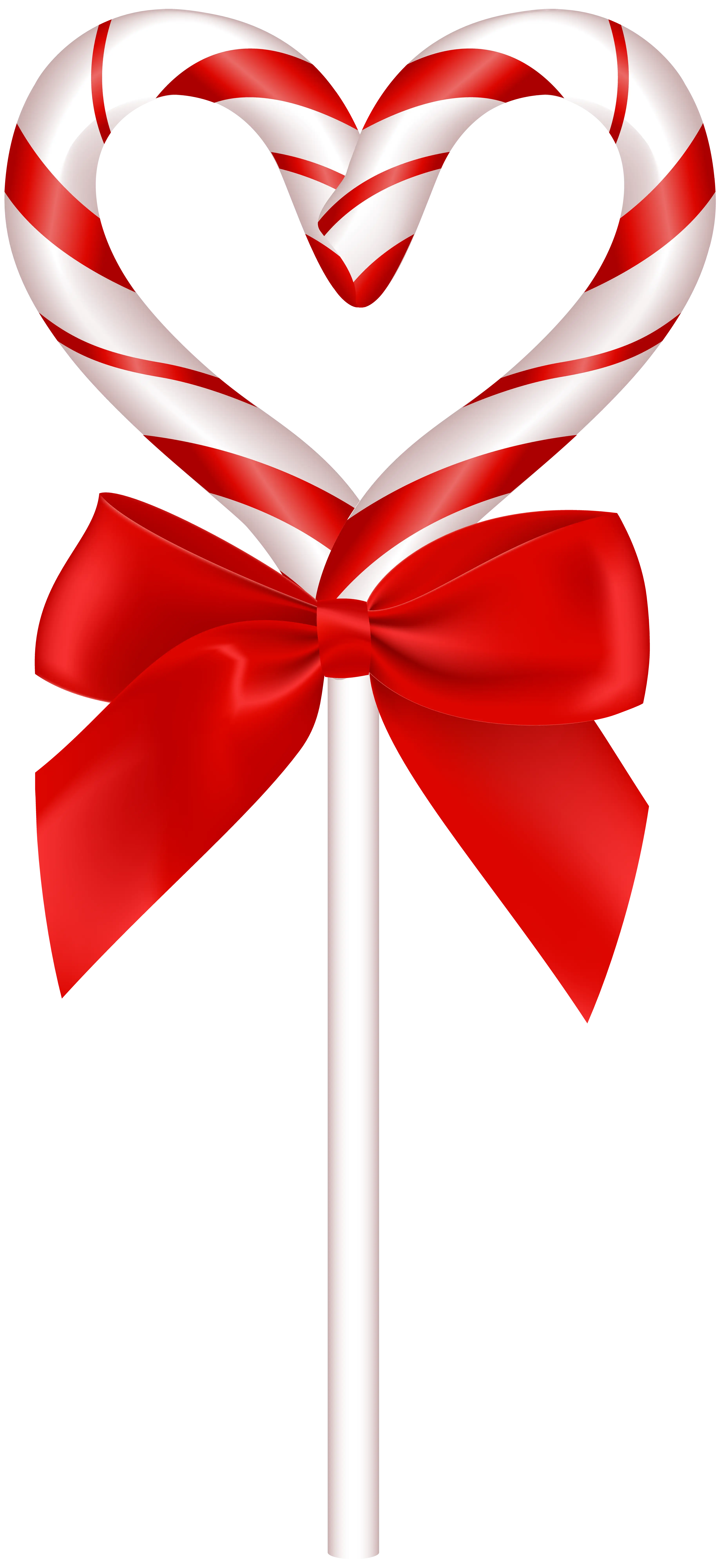 Heart-Shaped Candy Cane with Red Ribbon