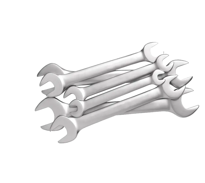 Set of Metal Wrenches for Mechanics and Repair