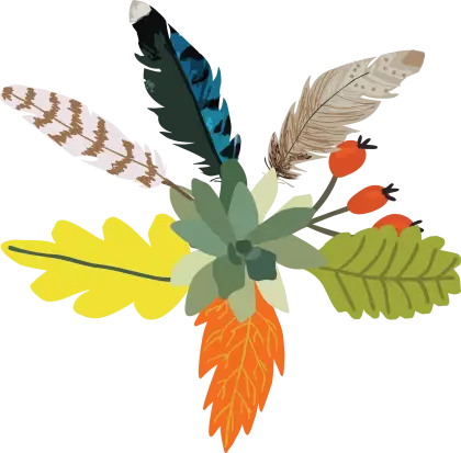Feathers and Leaves with Succulent and Berries