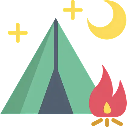 Camping with Tent and Campfire