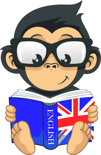 Cute Monkey Reading English Book