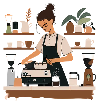 Barista Artfully Making Coffee