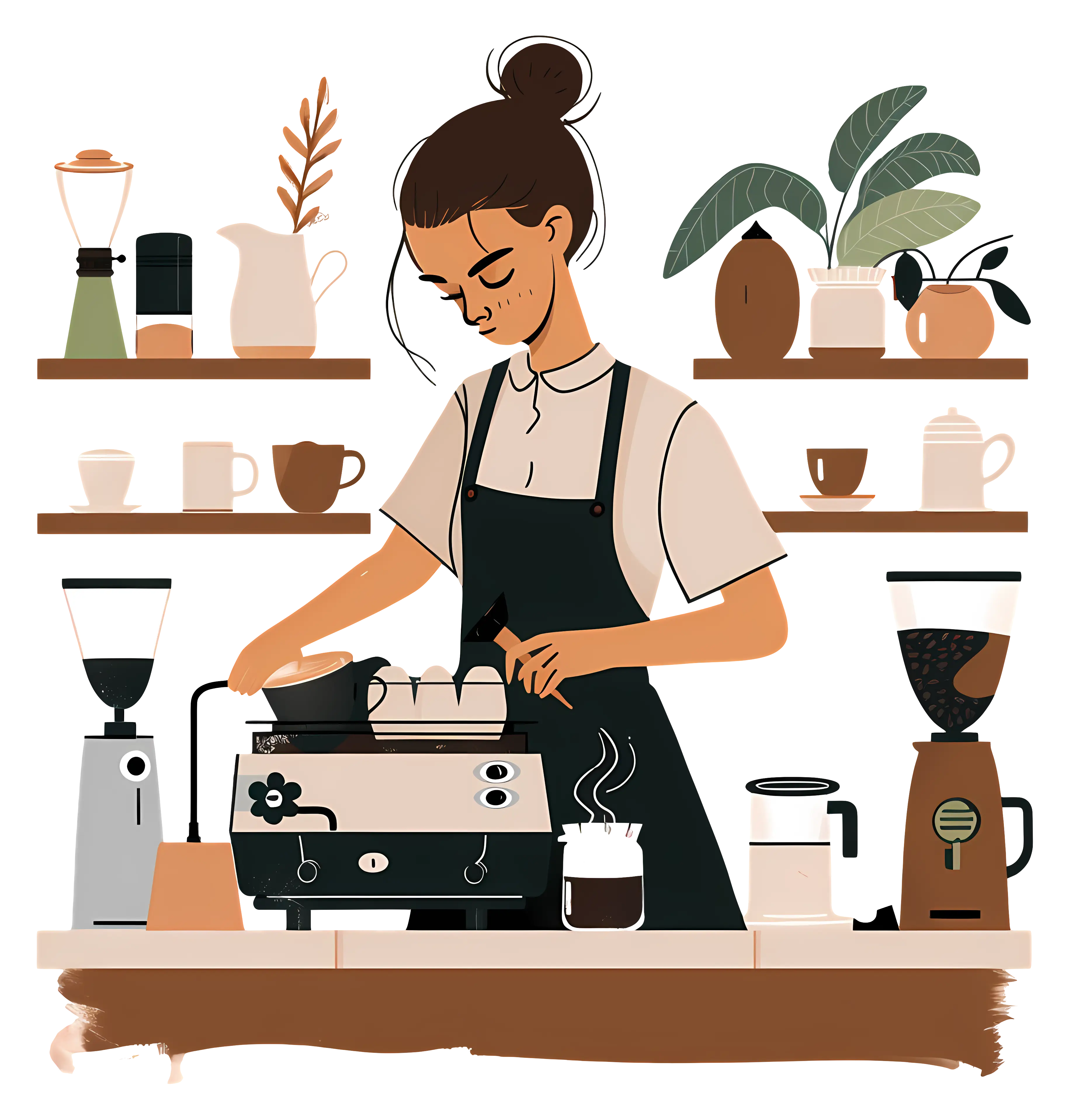 Barista Artfully Making Coffee