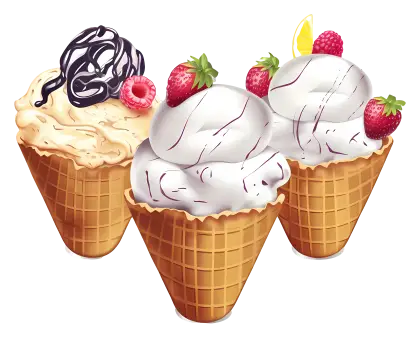 Waffle Cone Ice Cream with Strawberry Toppings