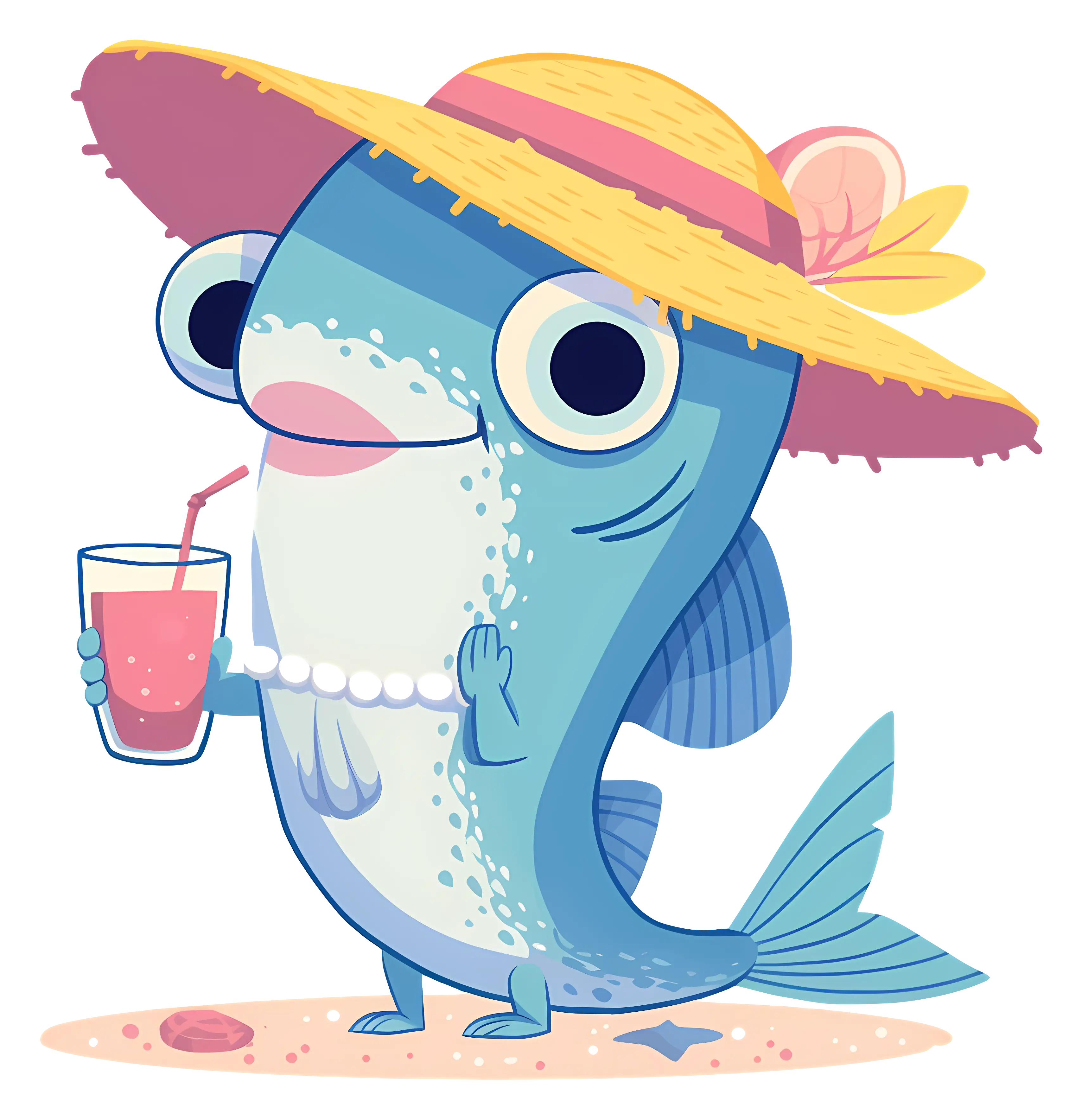 Cartoon Fish with Summer Hat