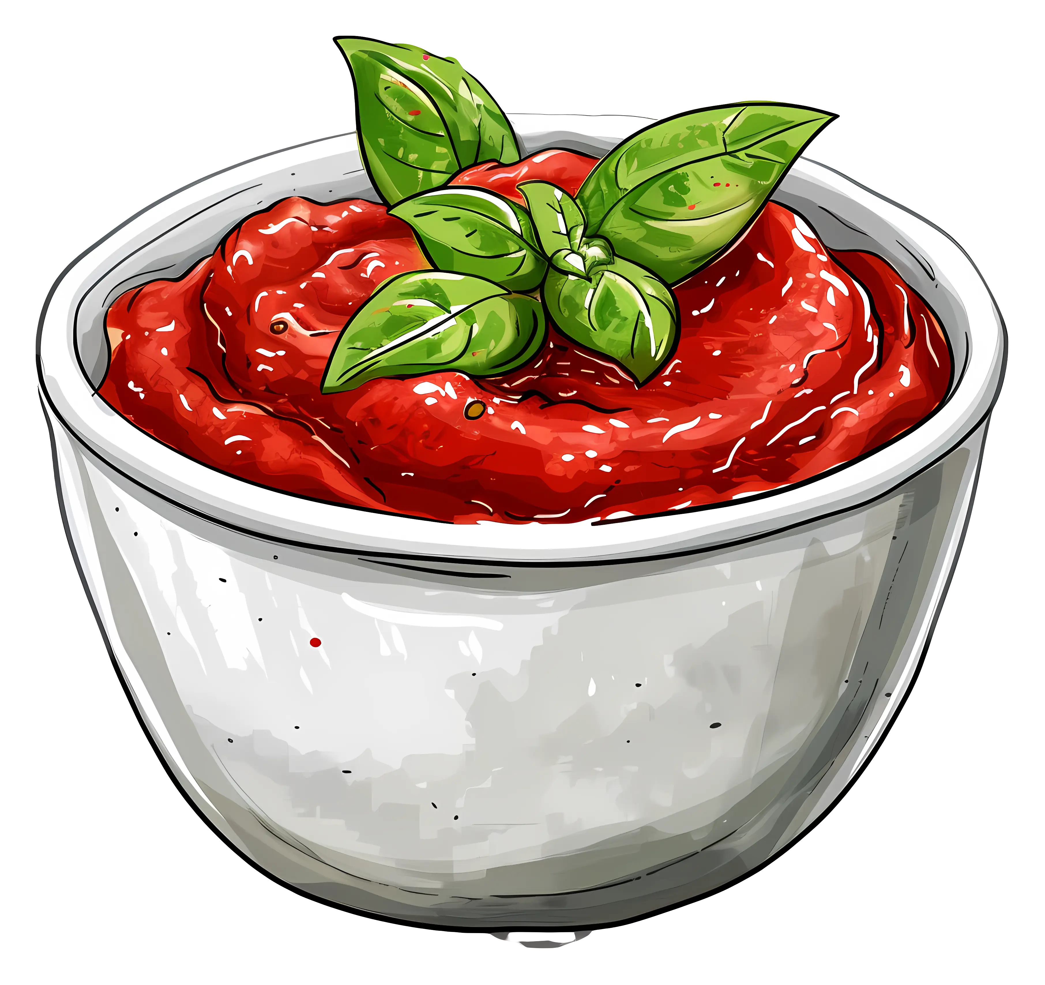Bowl of Fresh Tomato Sauce with Basil