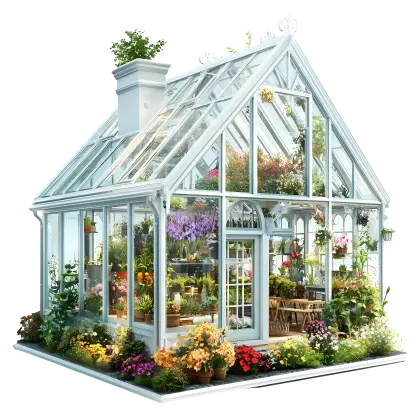 Beautiful Glass Greenhouse Full of Plants