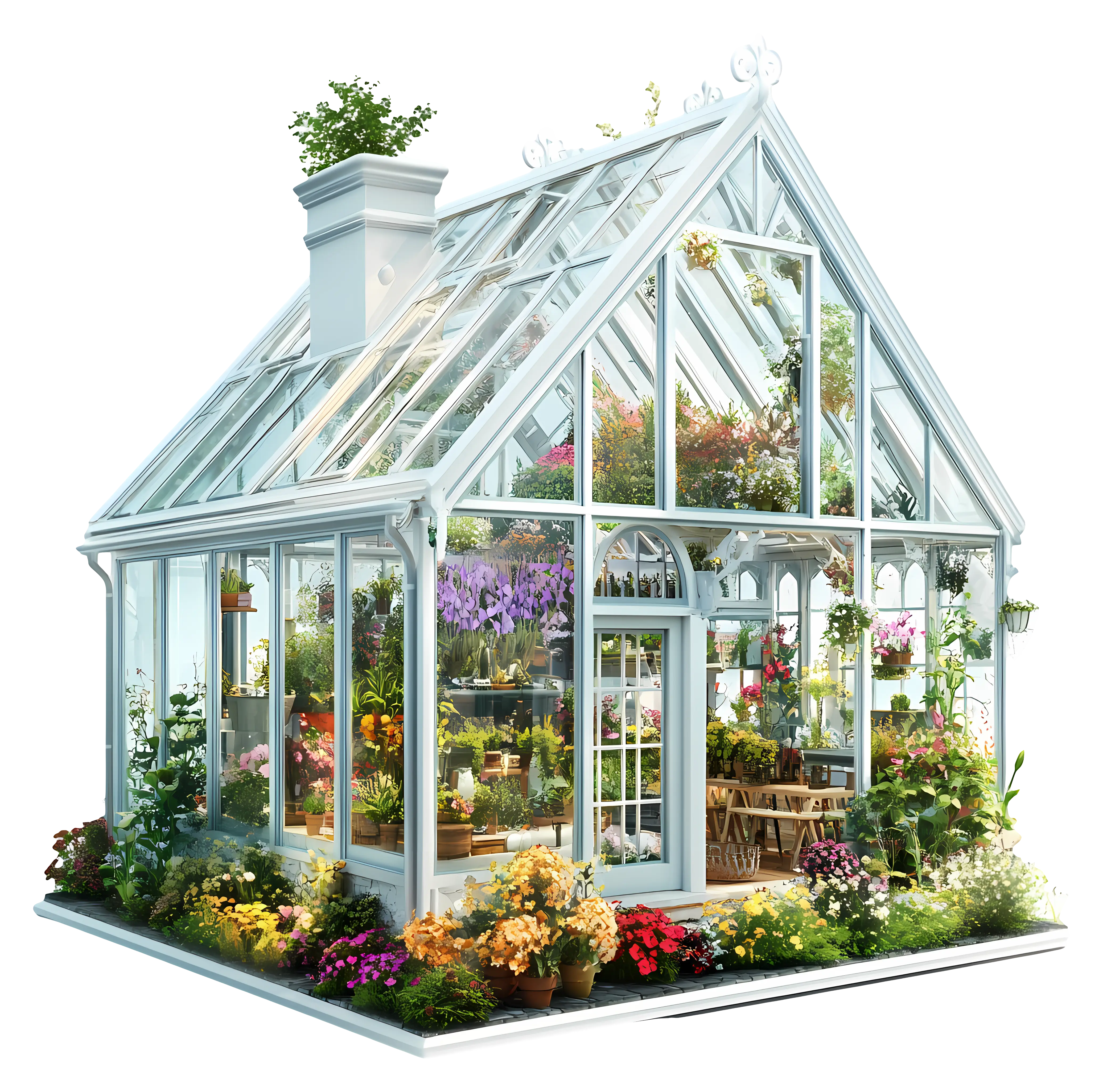Beautiful Glass Greenhouse Full of Plants