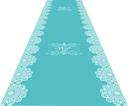 Elegant Blue Aisle Runner with Lace Design