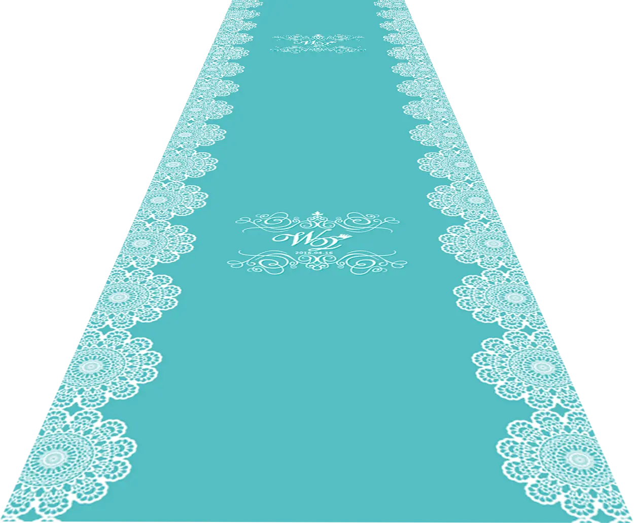 Elegant Blue Aisle Runner with Lace Design