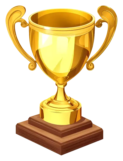 Golden Trophy with Shining Wooden Base