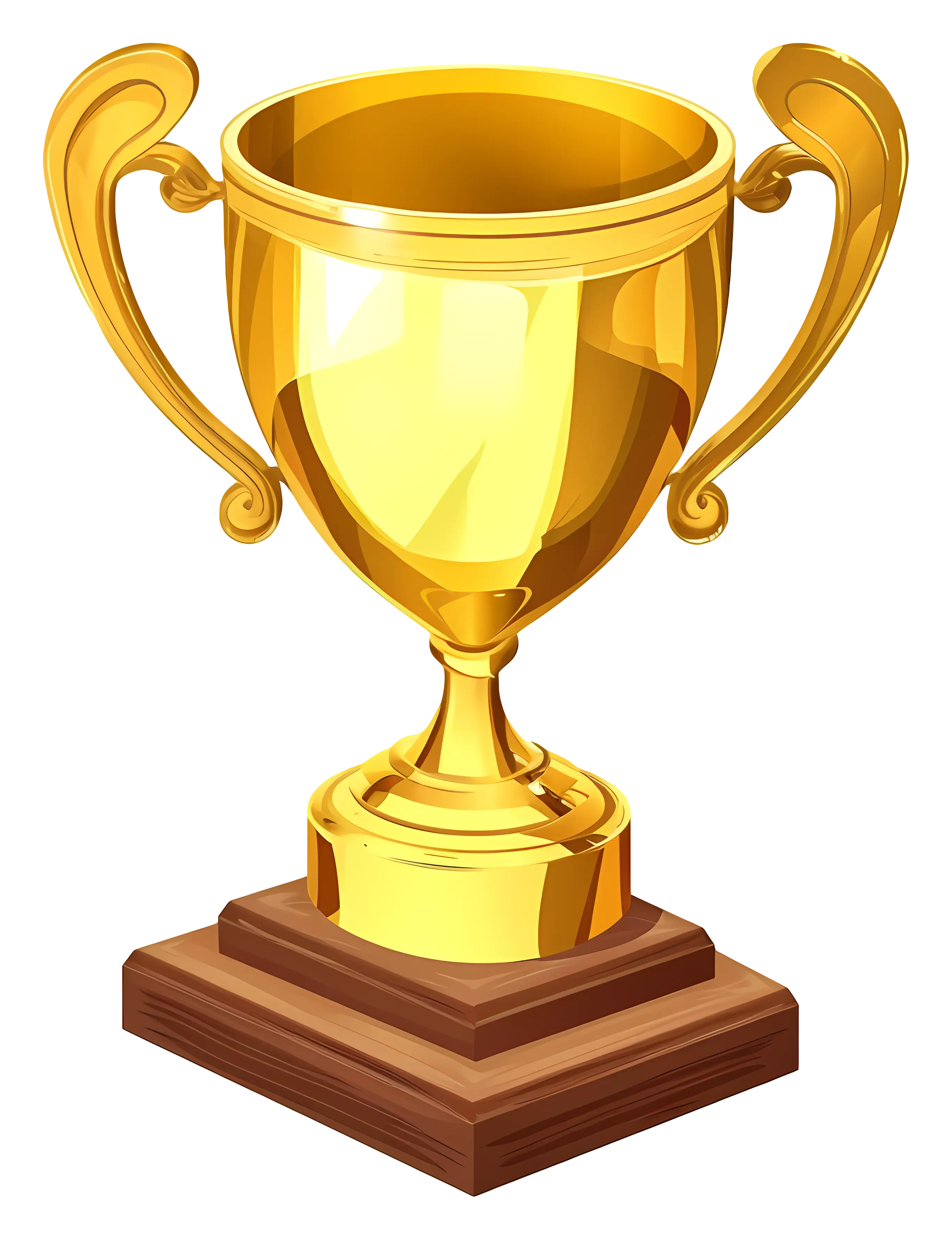Golden Trophy with Shining Wooden Base