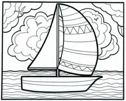 Sailboat on the Ocean Coloring Page