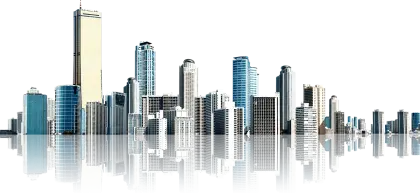 Urban City Skyline with Reflection