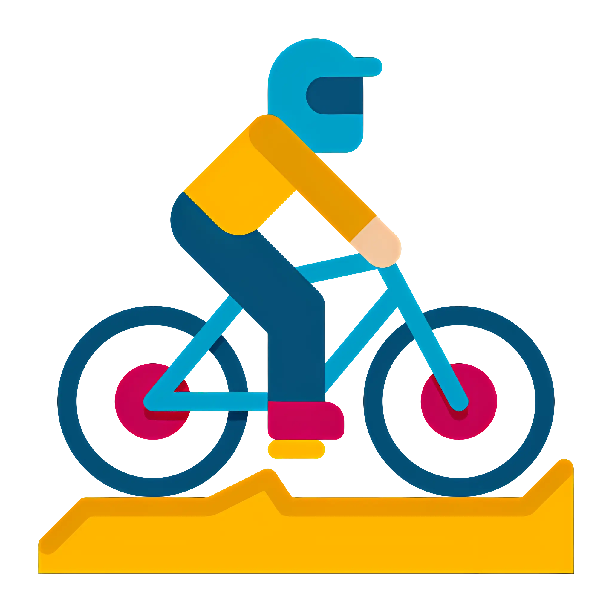 Illustration of a Person Cycling on a Trail