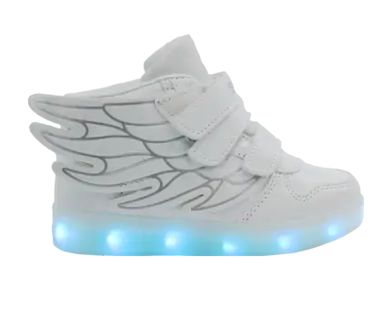 White Sneaker with Wing Design and LED Lights
