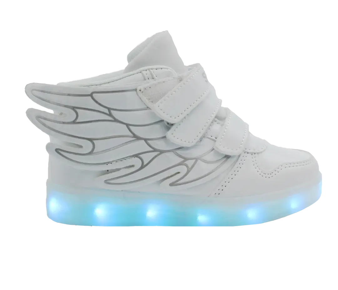White Sneaker with Wing Design and LED Lights