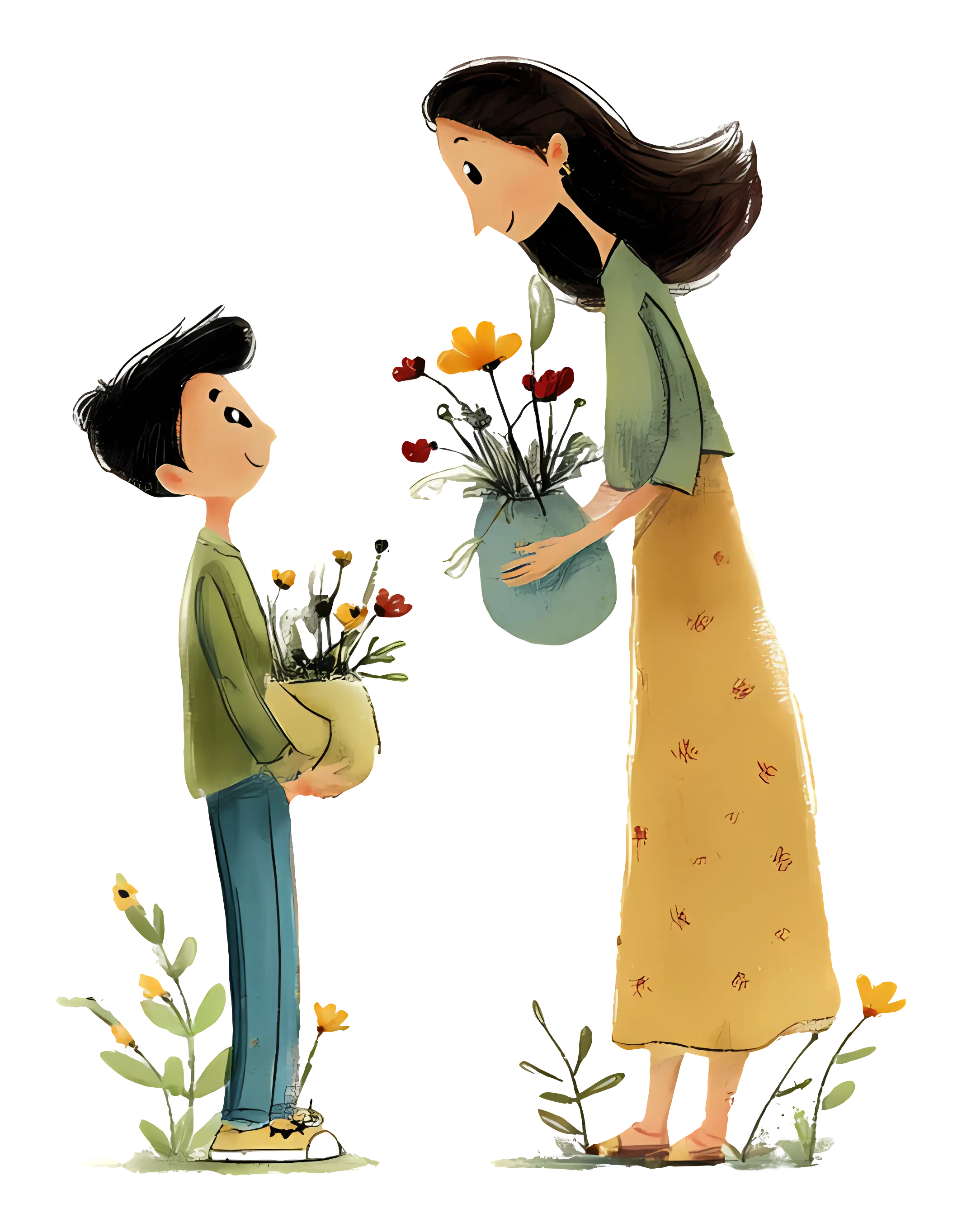 Mother and Child with Flowers