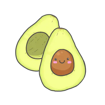Cute Avocado Illustration with Smiling Seed