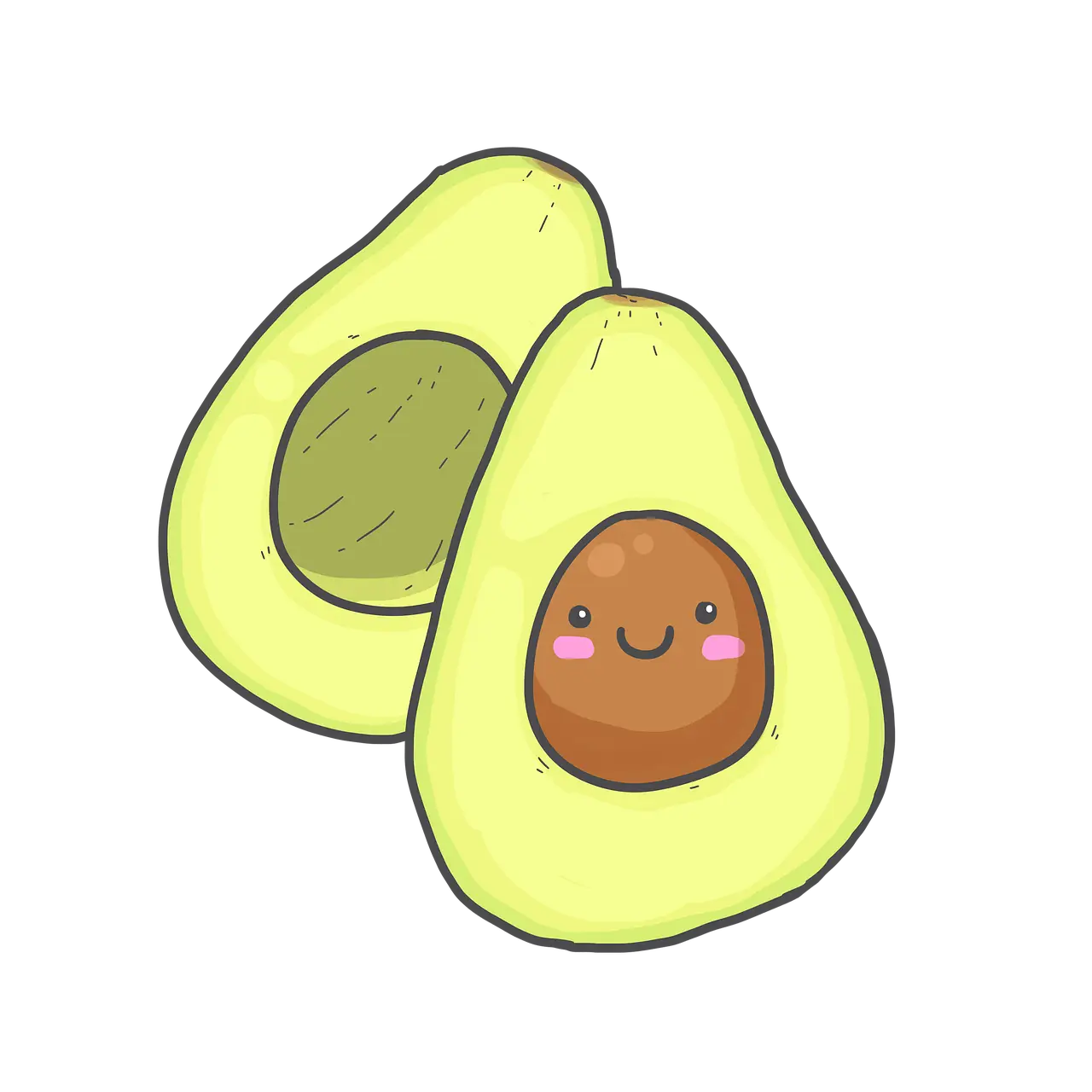 Cute Avocado Illustration with Smiling Seed