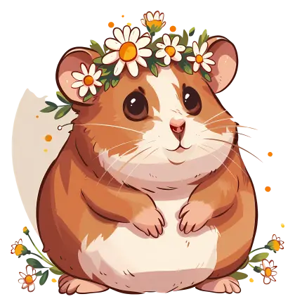 Cute Hamster Wearing a Flower Crown