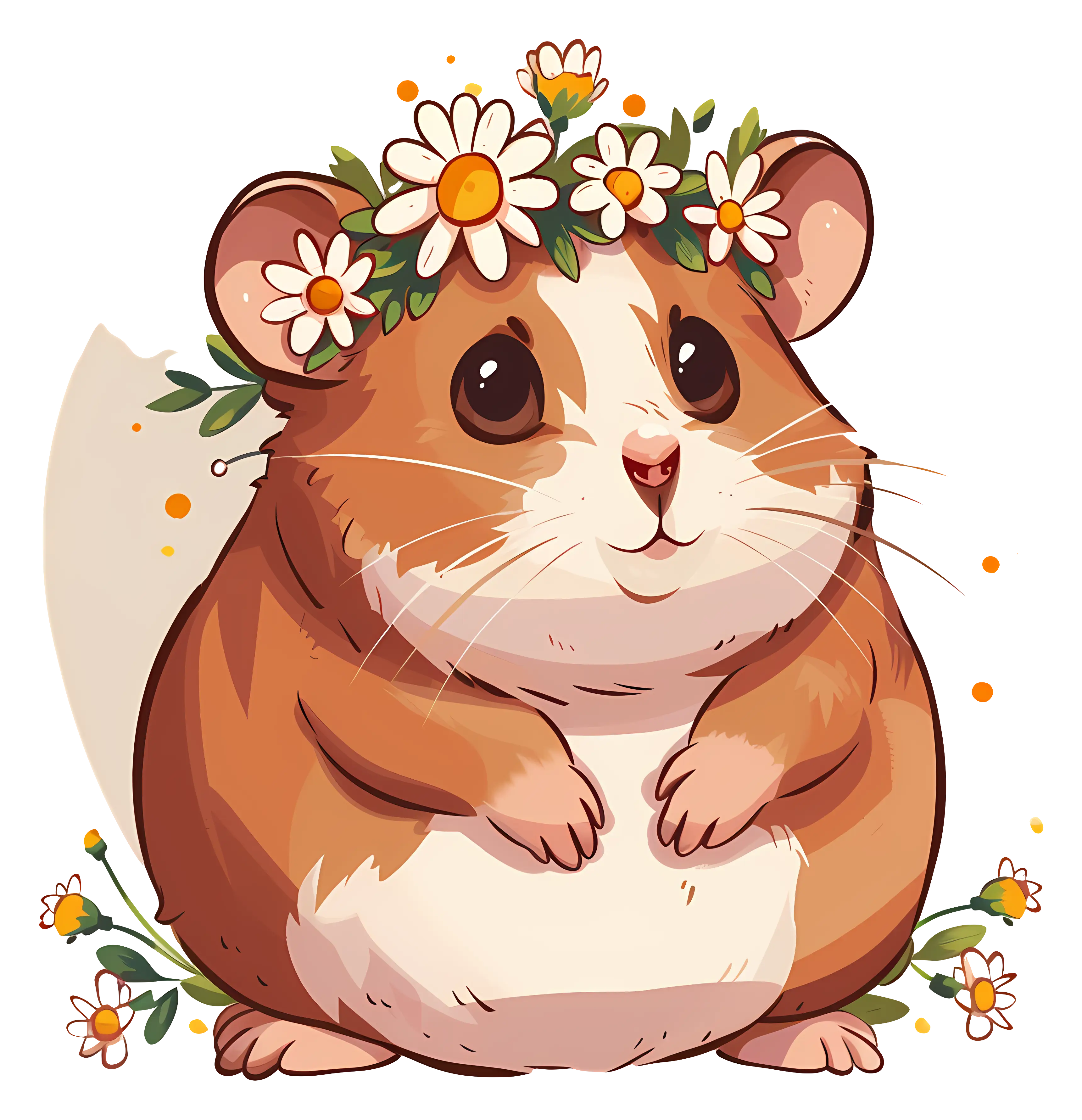 Cute Hamster Wearing a Flower Crown