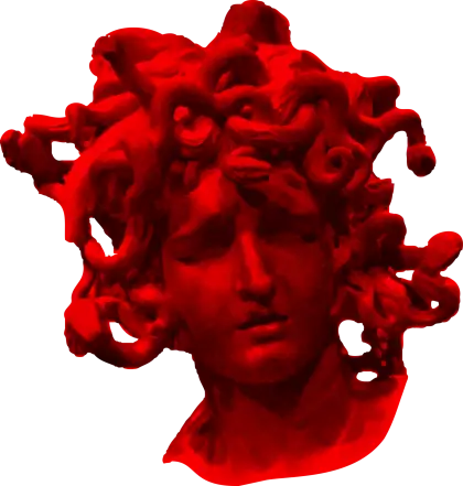 Red Medusa Head Sculpture