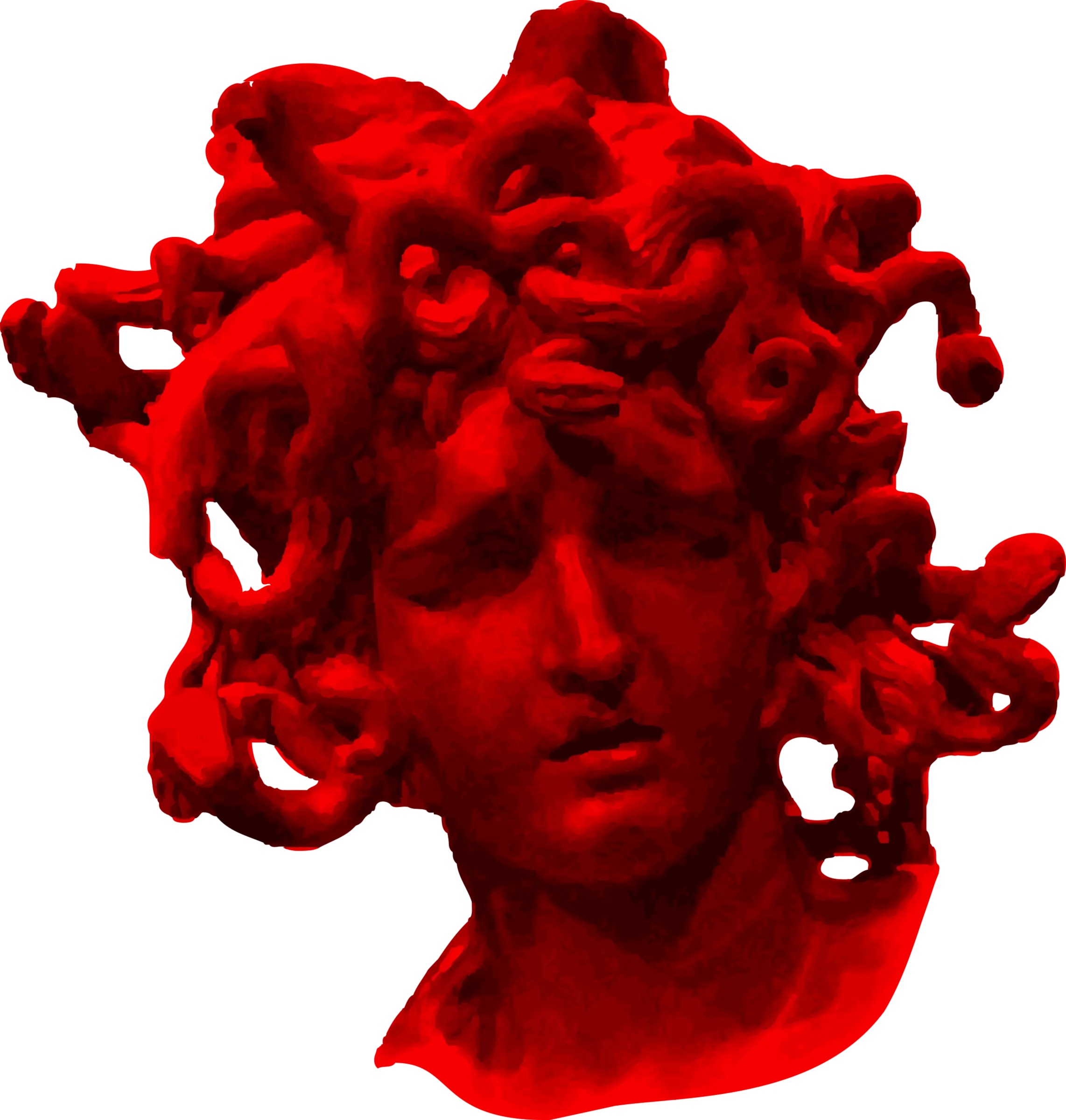 Red Medusa Head Sculpture