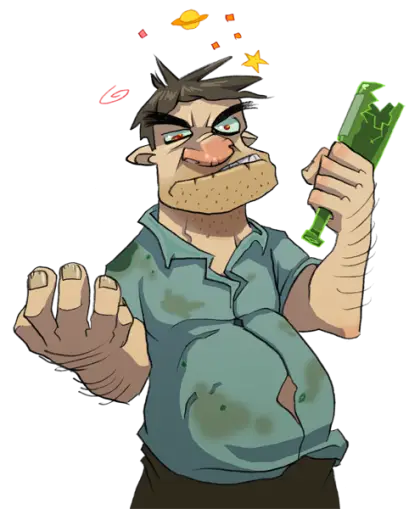 Cartoon of a Drunk Angry Man