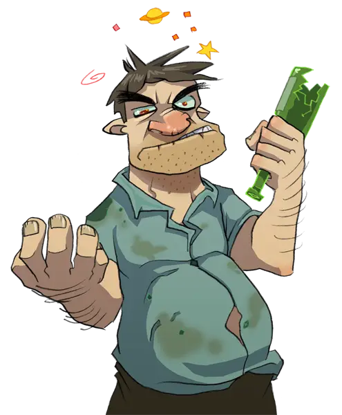 Cartoon of a Drunk Angry Man