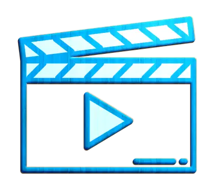 Blue Clapperboard and Video Play Icon
