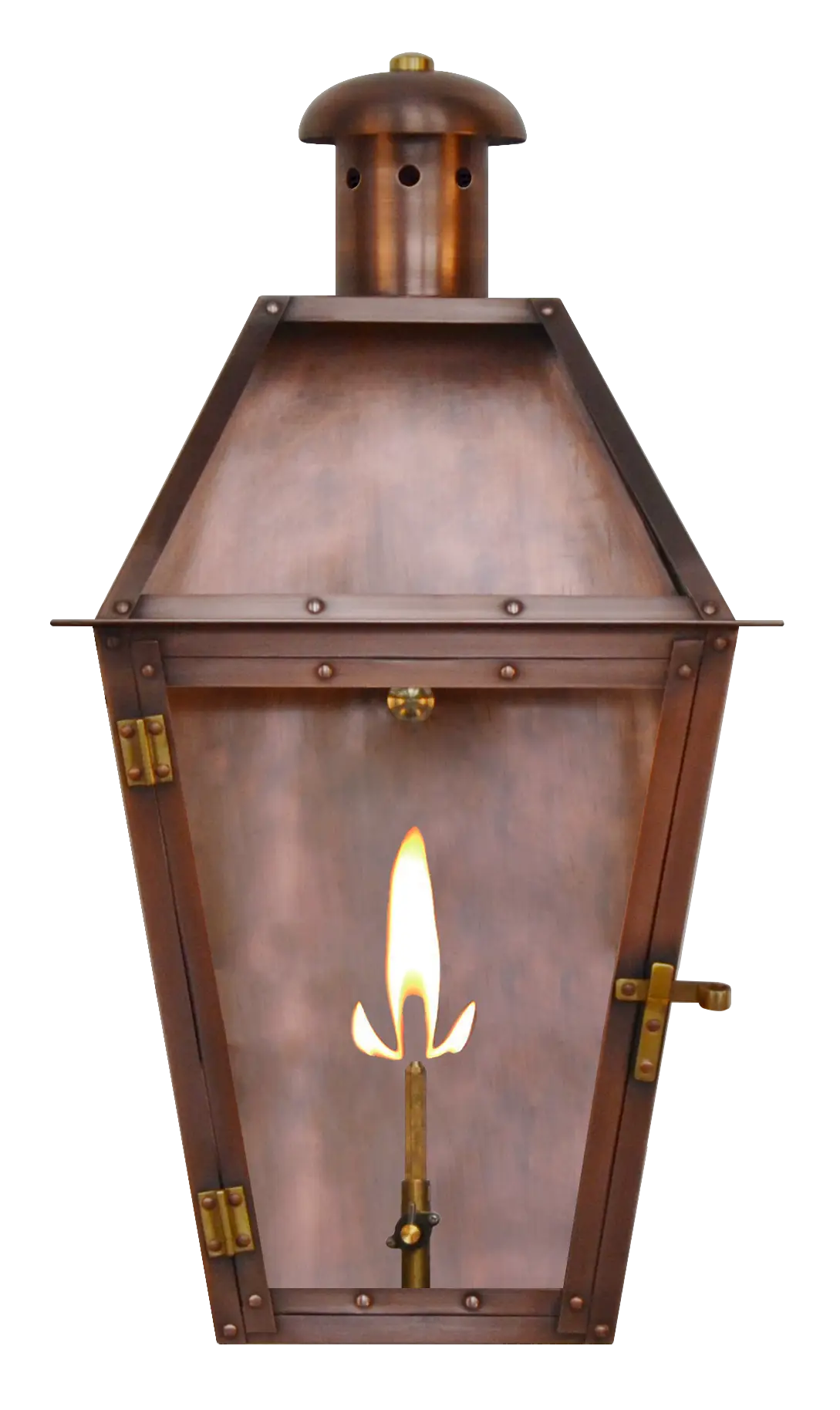 Vintage Copper Lantern with Flame