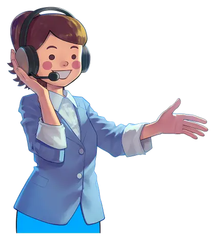 Woman with Headset in Blue Suit