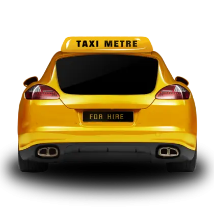 Yellow Taxi Car Rear View